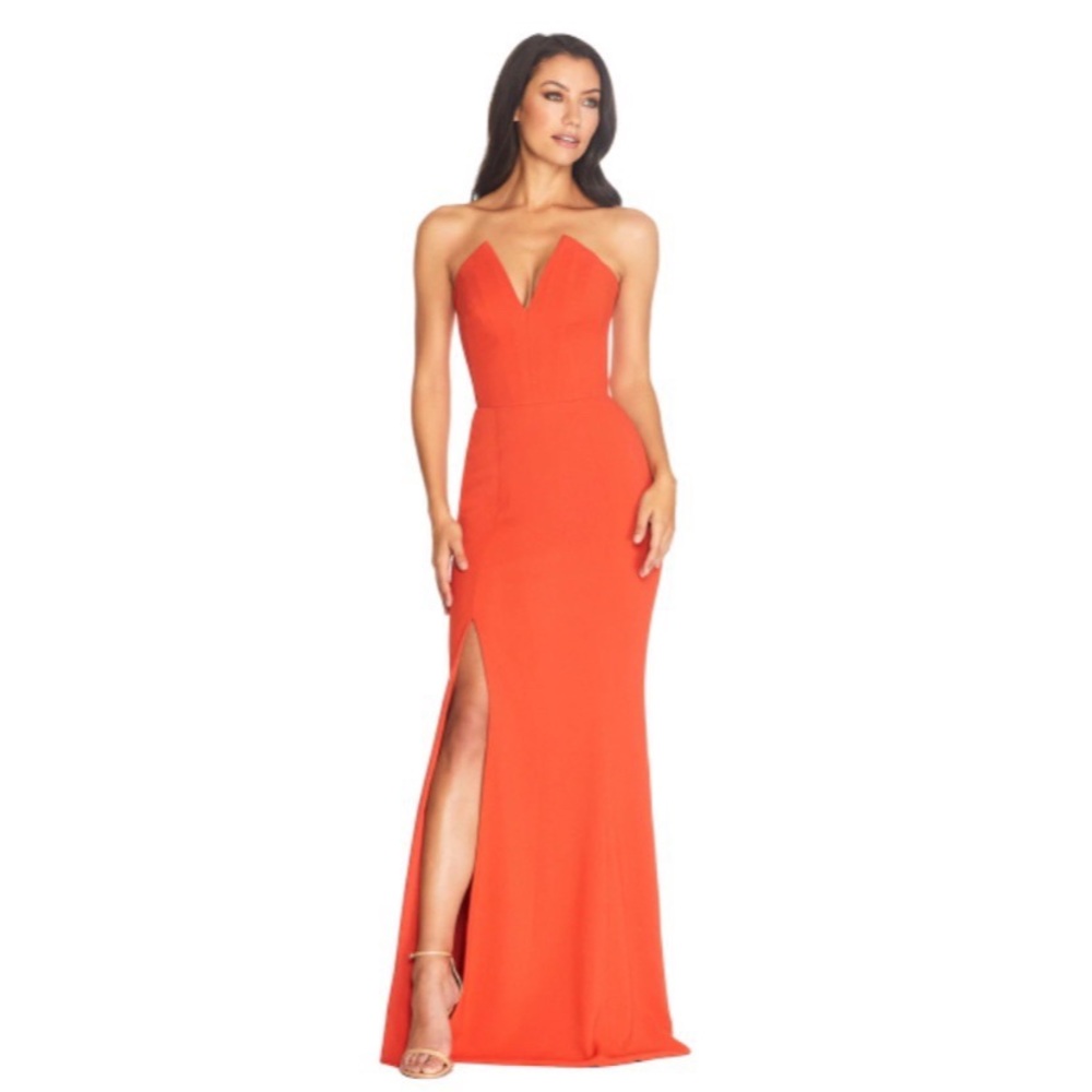 Fernanda Black Tie Strapless Dress in Poppy